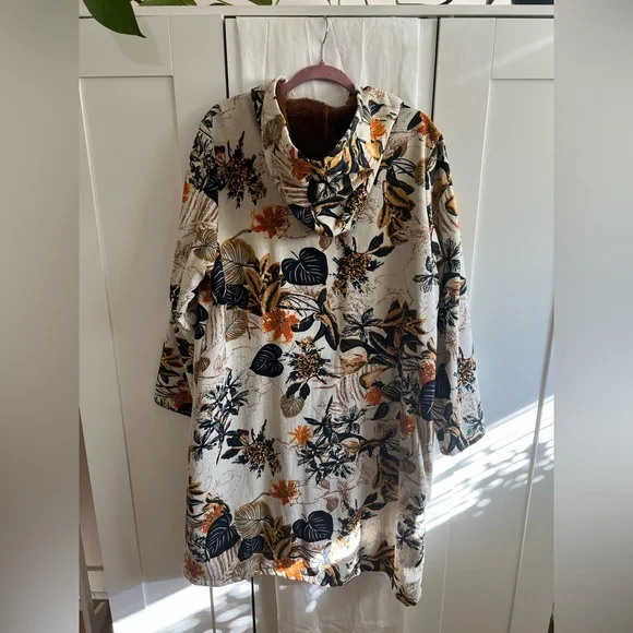 Floral Hooded Women's Coat - Picture 4 of 12